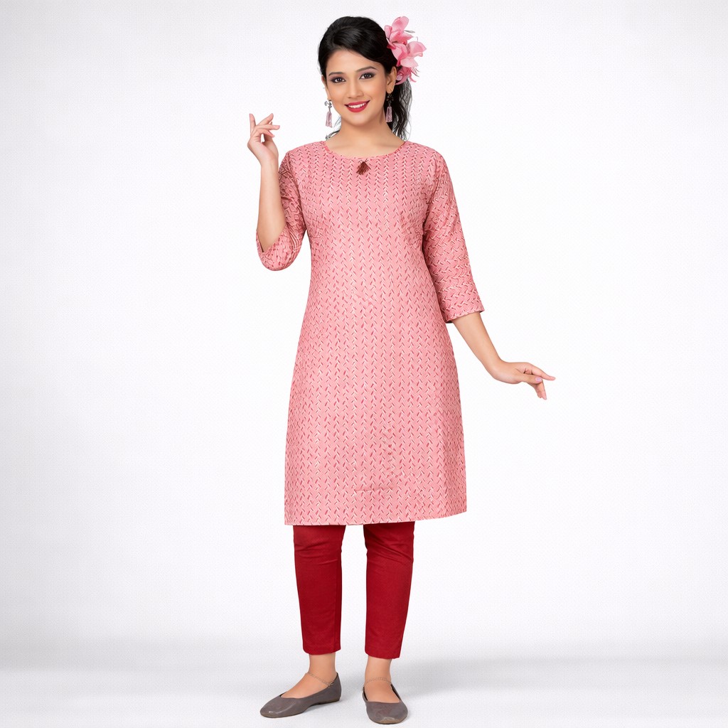 Linear Floral Print Kurti