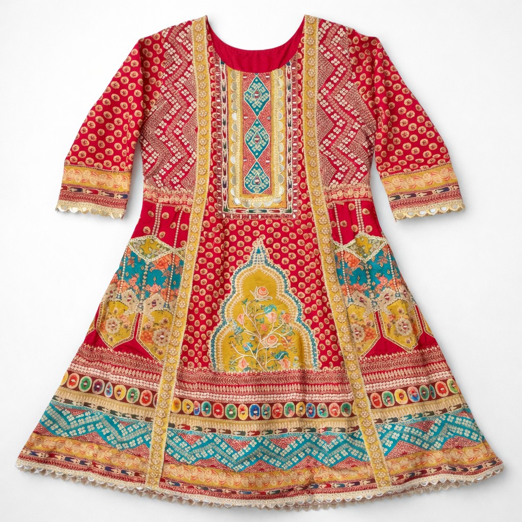 Elegant Red Embraided Heavy Mirror Party Suit with Palazzo and Dupatta